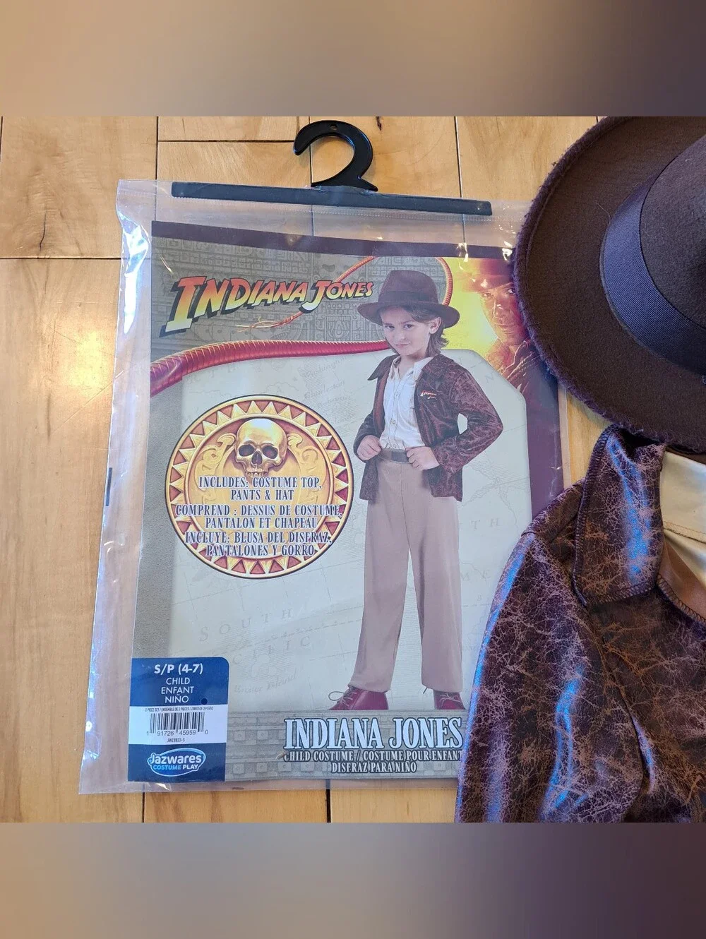 Jazwares INDIANA JONES COSTUME Kids Size Small 4-7 3-Piece Halloween Dress Up